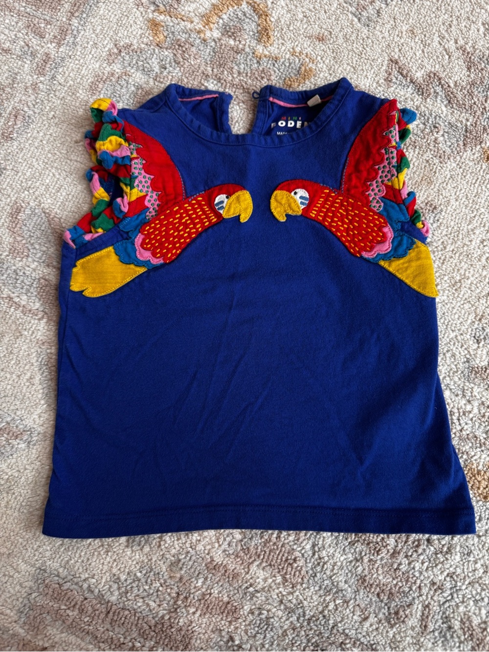 Boden F utter Short Sleeve T-shirt-Bright Blue Parrot 2-3Y